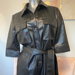 Black leather jumpsuit